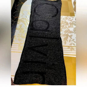 Calvin Klein  Logo Black With silver Lurex  Knit Winter Scarf 15”x70”